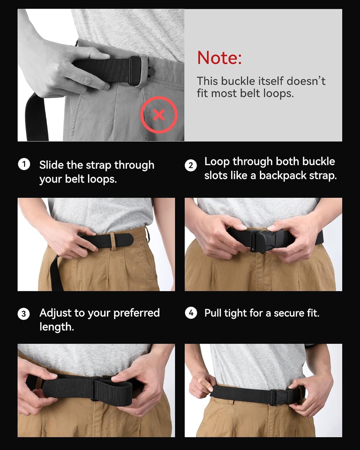 CHAOREN Ratchet Belt Replacement Strap 1 3/8”, Leather Belt Strap for 40MM Slide Click Buckle - Image 2